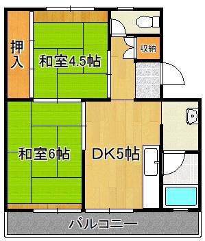 ビレッジハウス苅田2号棟(2DK/2階)の間取り写真