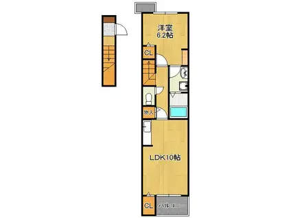 ラインハイム横代(1LDK/2階)の間取り写真