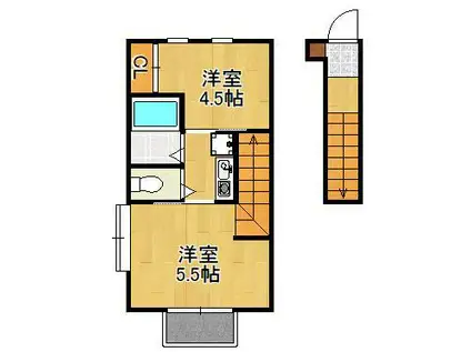 DEAR津田 B棟(2K/2階)の間取り写真