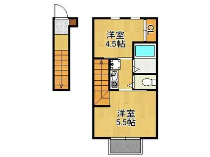 DEAR津田 B棟(2K/2階)の間取り写真