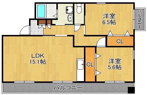 フェルト373(2LDK/5階)の間取り写真