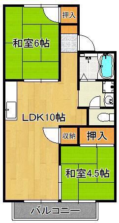 シャトーちぐさ(2LDK/1階)の間取り写真