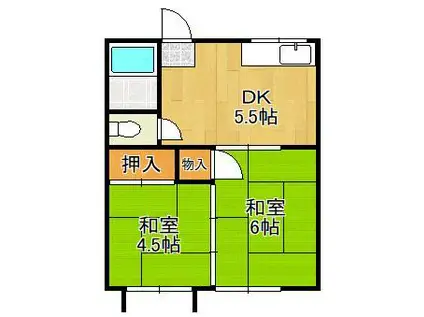 畑田第一アパート(2K/2階)の間取り写真
