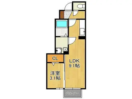 UNE BEAU PALAIS(1LDK/1階)の間取り写真