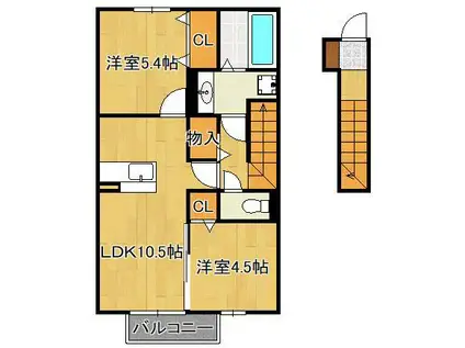 UNE BEAU PALAIS(2LDK/2階)の間取り写真