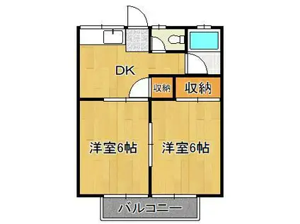 カーサ湯川(2DK/2階)の間取り写真