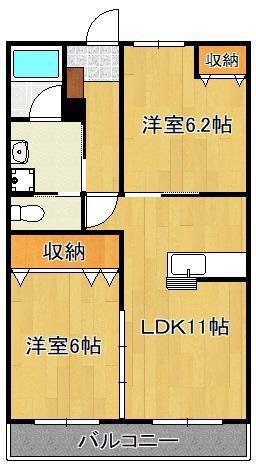 グランドライン小倉南(2LDK/1階)の間取り写真