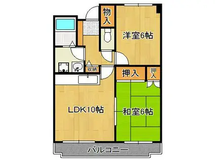 ラ・ファミーユ(2LDK/4階)の間取り写真