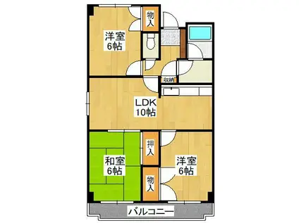 ラ・ファミーユ(3LDK/4階)の間取り写真
