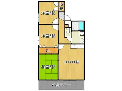 エルスール小原川Ⅱ(3LDK/2階)の間取り写真