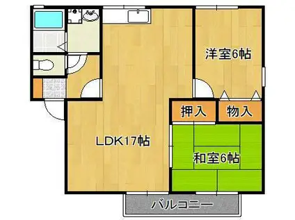 エクセル水神B棟(2LDK/1階)の間取り写真