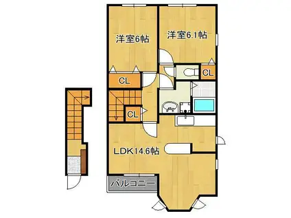 サンレミ葛原E(2LDK/2階)の間取り写真