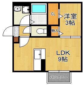 ARIETTA東貫(1LDK/2階)の間取り写真