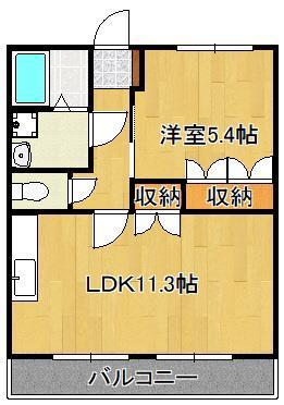 ディアベルジュ(1LDK/2階)の間取り写真