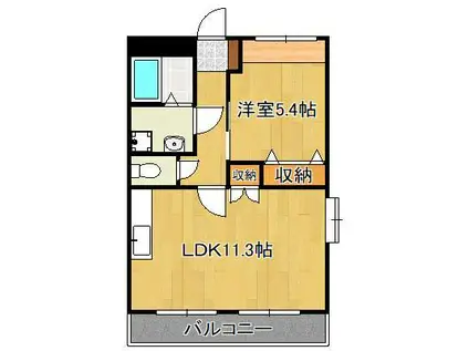 ディアベルジュ(1LDK/2階)の間取り写真