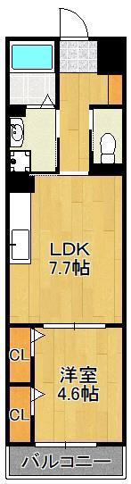 ブライトシリカ(1DK/1階)の間取り写真