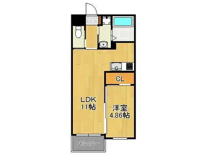 PRESTIGE EXE(1LDK/4階)の間取り写真