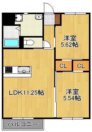 PRESTIGE EXE(2LDK/1階)の間取り写真