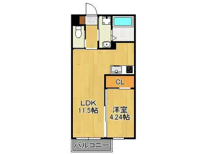 PRESTIGE EXE(1LDK/4階)の間取り写真