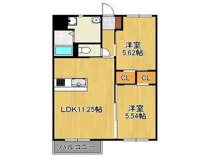 PRESTIGE EXE(2LDK/2階)の間取り写真