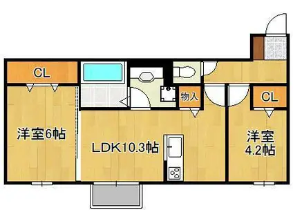 LEAFULL(2LDK/1階)の間取り写真