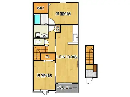 クレメント小倉南 壱番館(2LDK/2階)の間取り写真