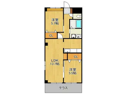 クリスタルガーデン(2LDK/1階)の間取り写真