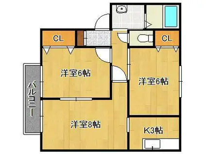 エスポワール(2LDK/2階)の間取り写真