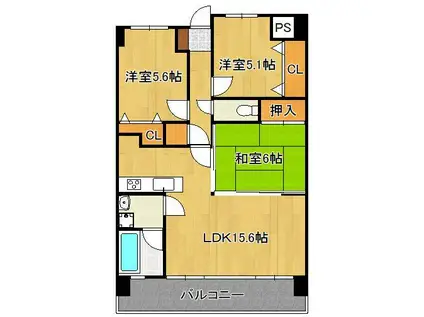 ニューガイア四季彩の丘C棟(3LDK/7階)の間取り写真