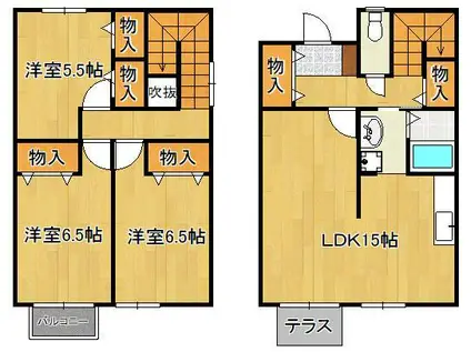 アゼリア(3LDK/1階)の間取り写真