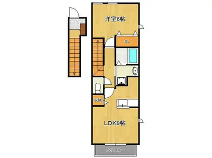 カレントハウス(1LDK/2階)の間取り写真