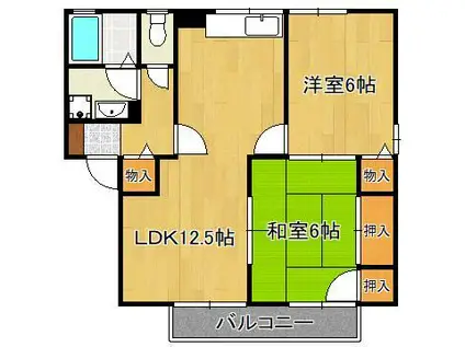 JASTS SOLEILF棟(2LDK/2階)の間取り写真