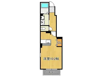 ソレアード朽網Ⅰ(1K/1階)の間取り写真