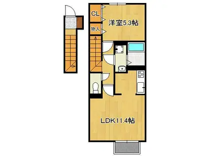 MAY FEVRIER(1LDK/2階)の間取り写真