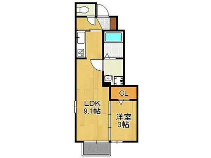 エアポート令和(1LDK/1階)の間取り写真