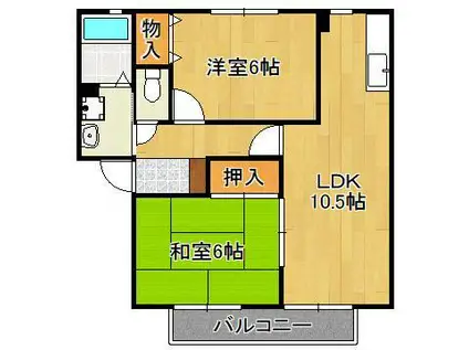 ガーデンヒルズA棟(2LDK/2階)の間取り写真