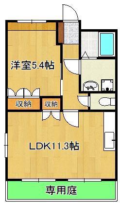 エリシオン(1LDK/1階)の間取り写真