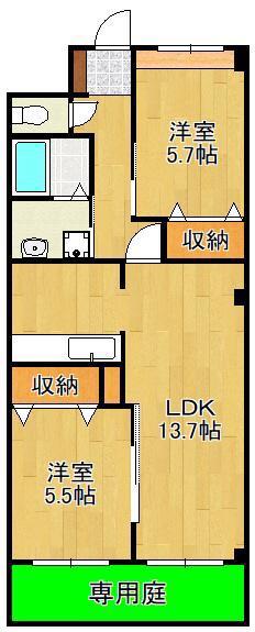 ブライテック アイ(2LDK/1階)の間取り写真