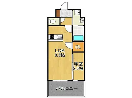 レジェンド朽網(1LDK/10階)の間取り写真