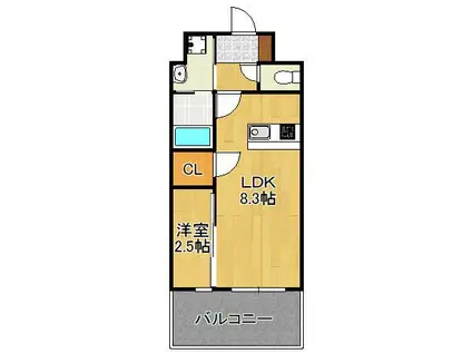 レジェンド朽網(1LDK/3階)の間取り写真