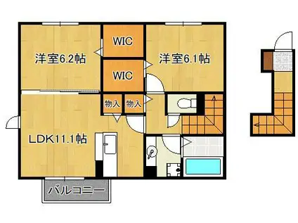 CLOVERⅡ(2LDK/2階)の間取り写真
