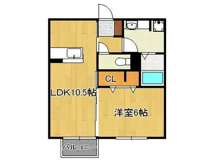 CASA FELICE A棟(1LDK/1階)の間取り写真