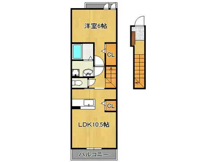 クロスハーバーⅠ(1LDK/2階)の間取り写真