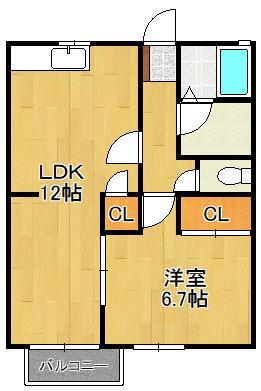 カンパーニュ(1LDK/2階)の間取り写真