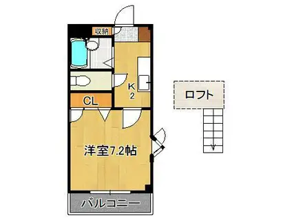 ルミエール御所(1K/2階)の間取り写真