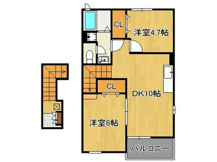 ウェル・モアB(2LDK/2階)の間取り写真