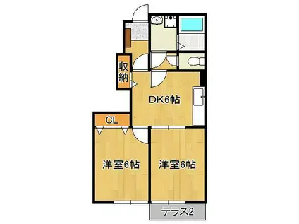 サンヒルズ長野Ⅱ(2DK/1階)の間取り写真