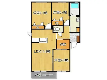 サンヴィレッジA棟(3LDK/2階)の間取り写真