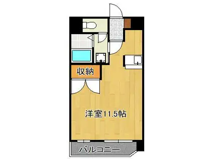 ニューリバー小倉(ワンルーム/2階)の間取り写真