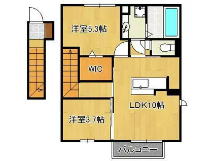 ARIETTA与原 B棟(2LDK/2階)の間取り写真